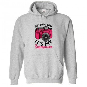 Freezing Time It's My Superpower Unisex Classic Kids and Adults Pullover Hoodie For Photography Lovers						 									 									